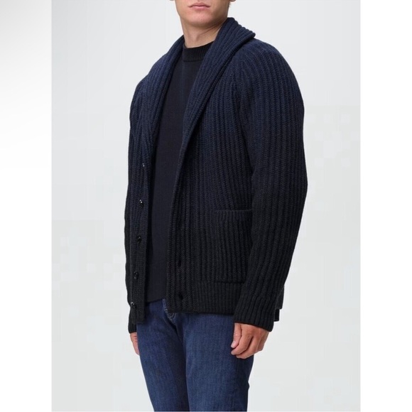 Abercrombie & Fitch Navy Alpaca / Wool Blend Ribbed Knit Cardigan - Picture 1 of 5